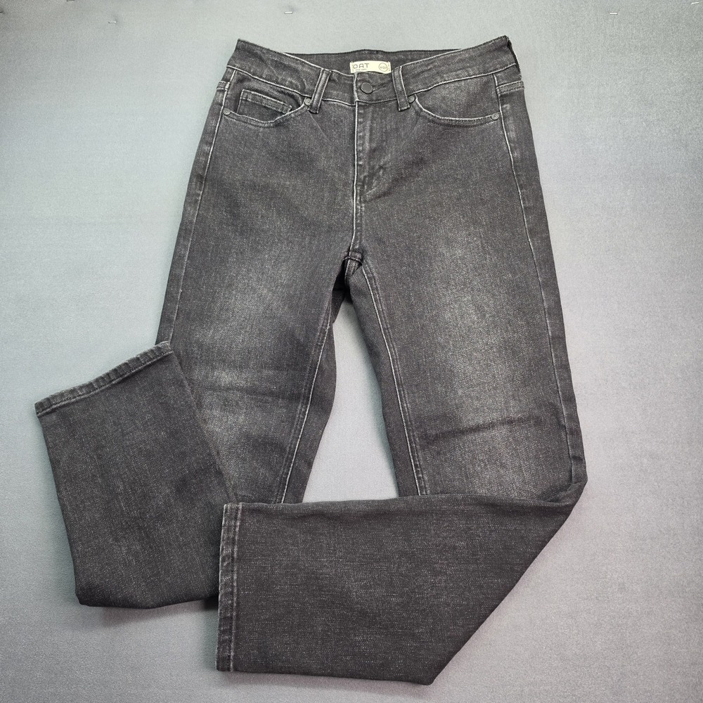 OAT New York Jeans Women's 4/27 Black High Rise Straight Leg Ankle Stretch Denim